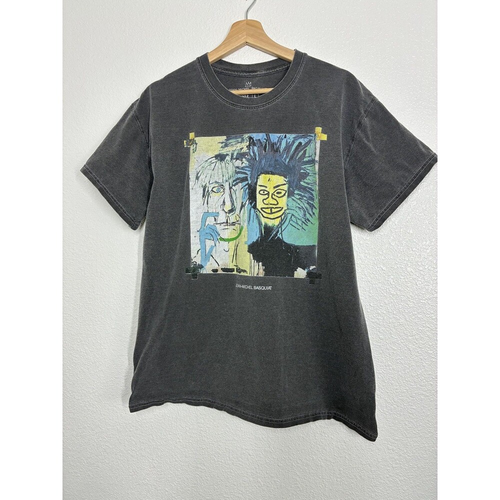 Jean-Michel Basquiat Shirt Mens Large Gray Vintage Wash Portrait Graphic Tee